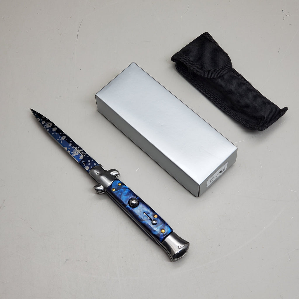 ZA@ ARMED FORCE TACTICAL Hand Crafted OTF Pocket Knife 9"Knife4"Blade Blue ST-6BLB