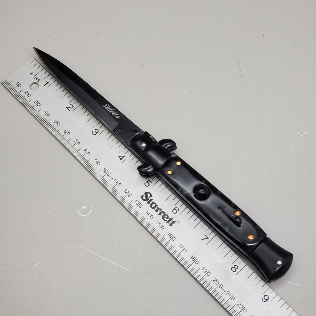 ZA@ ARMED FORCE TACTICAL Hand Crafted OTF Pocket Knife 9" Knife 4" Blade Black/White ST-6BKB