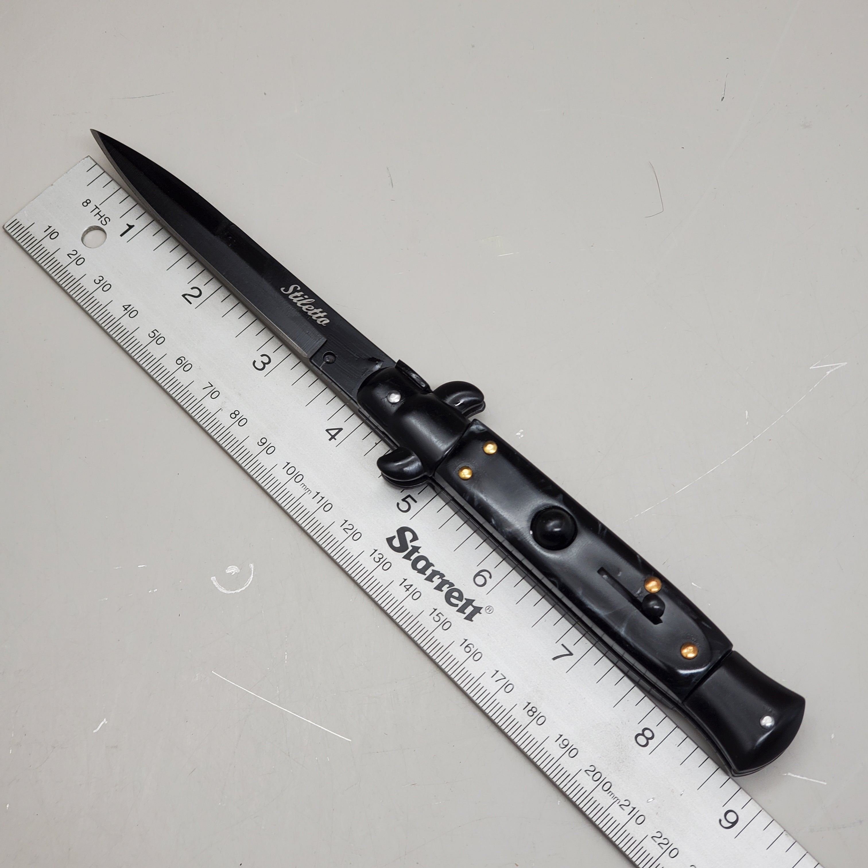 ZA@ ARMED FORCE TACTICAL Hand Crafted OTF Pocket Knife 9" Knife 4" Blade Black/White ST-6BKB