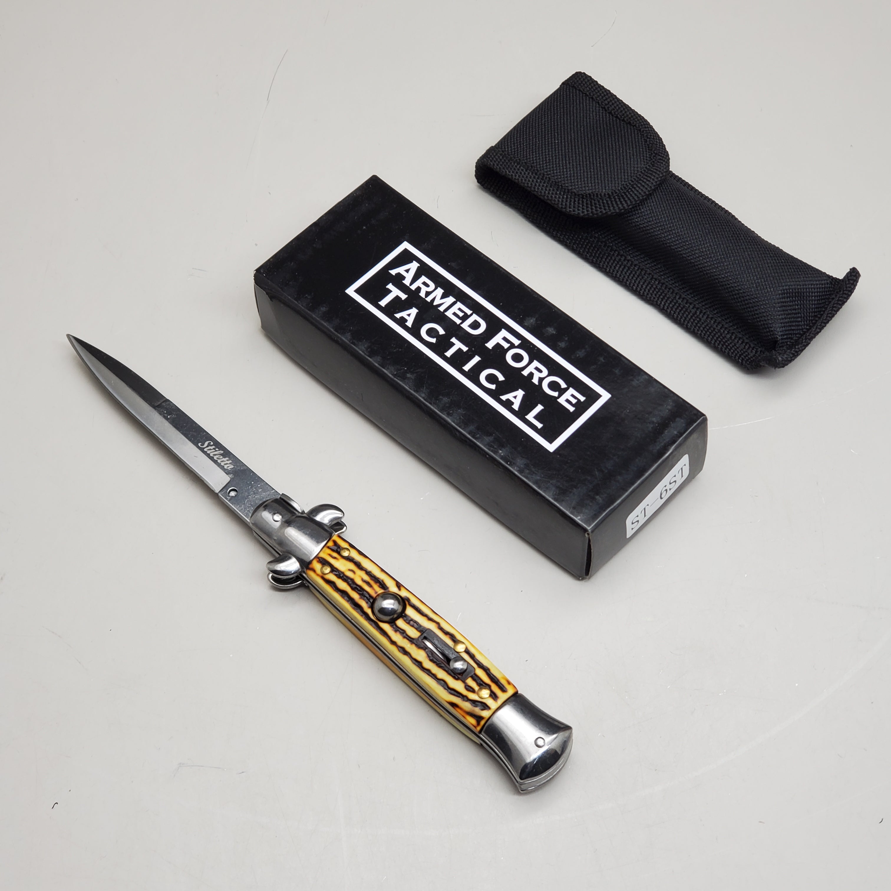 ZA@ ARMED FORCE TACTICAL Hand Crafted OTF Pocket Knife 9" Knife 4" Blade Yellow/Black