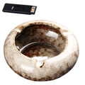 Round Glossy Ceramic Ashtrays + Flameless Lighter (WHITISH)