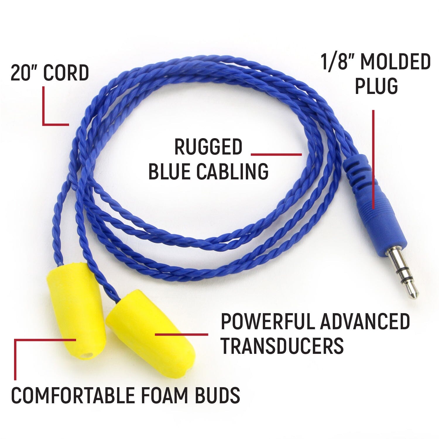 Rugged Radios AlphaBud Foam Earbud Speakers - Mono and Stereo