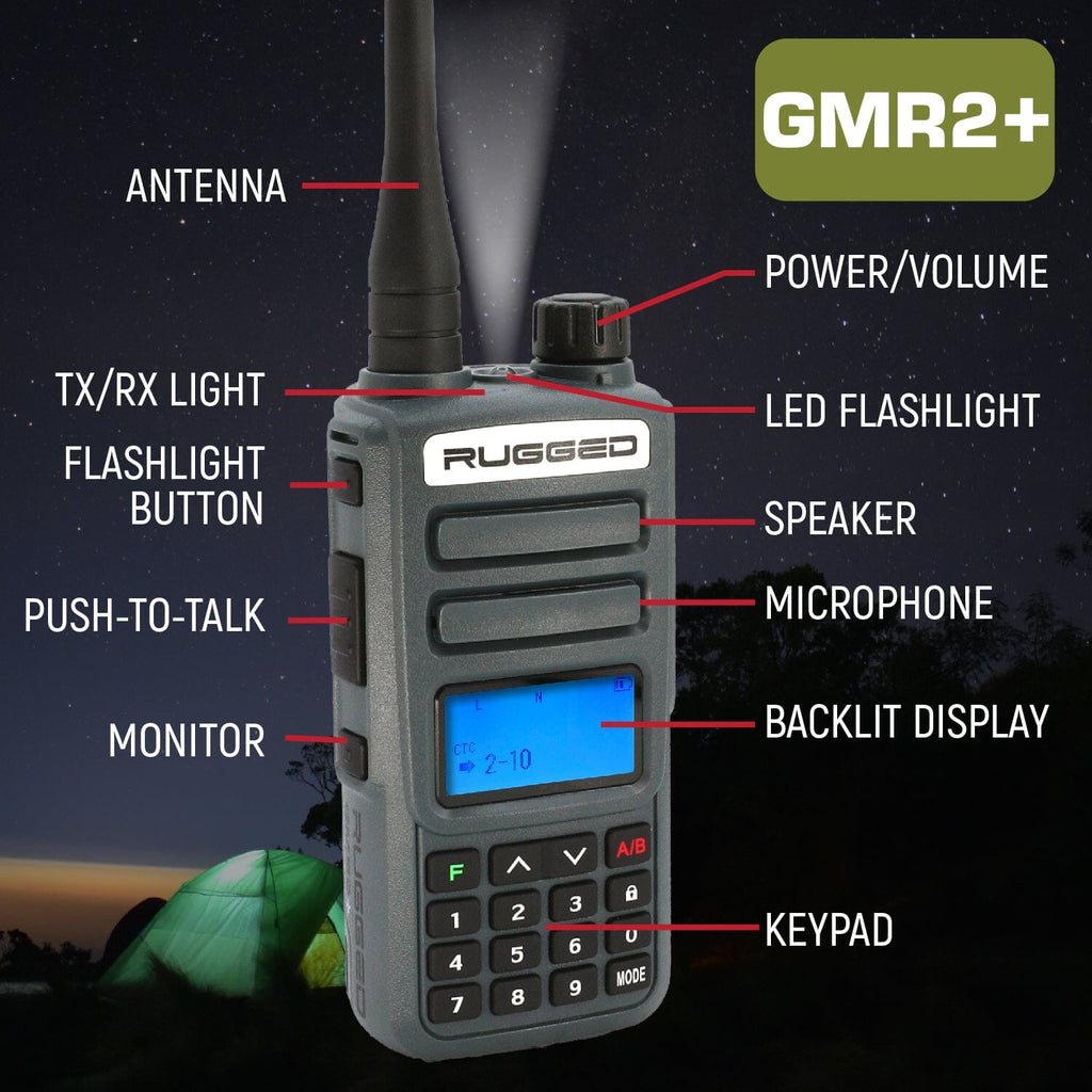 Rugged Radios BUNDLE - Rugged GMR2 PLUS GMRS and FRS Two Way Handheld Radio with Hand Mic