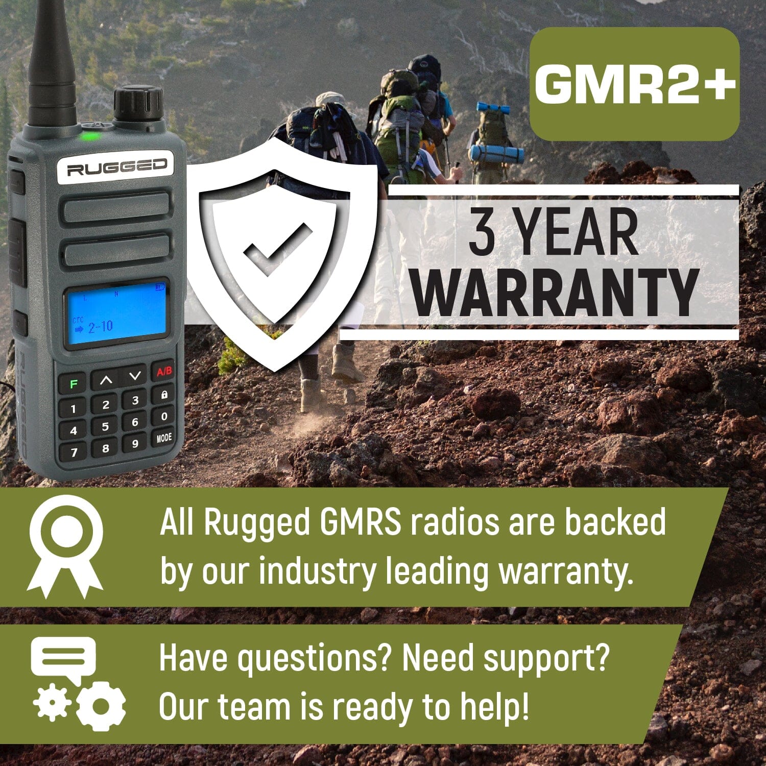 Rugged Radios BUNDLE - Rugged GMR2 PLUS GMRS and FRS Two Way Handheld Radio with Hand Mic