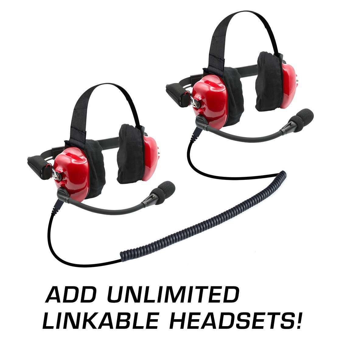 Rugged Radios BUNDLE - H80 Track Talk Linkable Intercom Headset with NITRO BEE XTREME UHF Race Receiver and Carry Bag