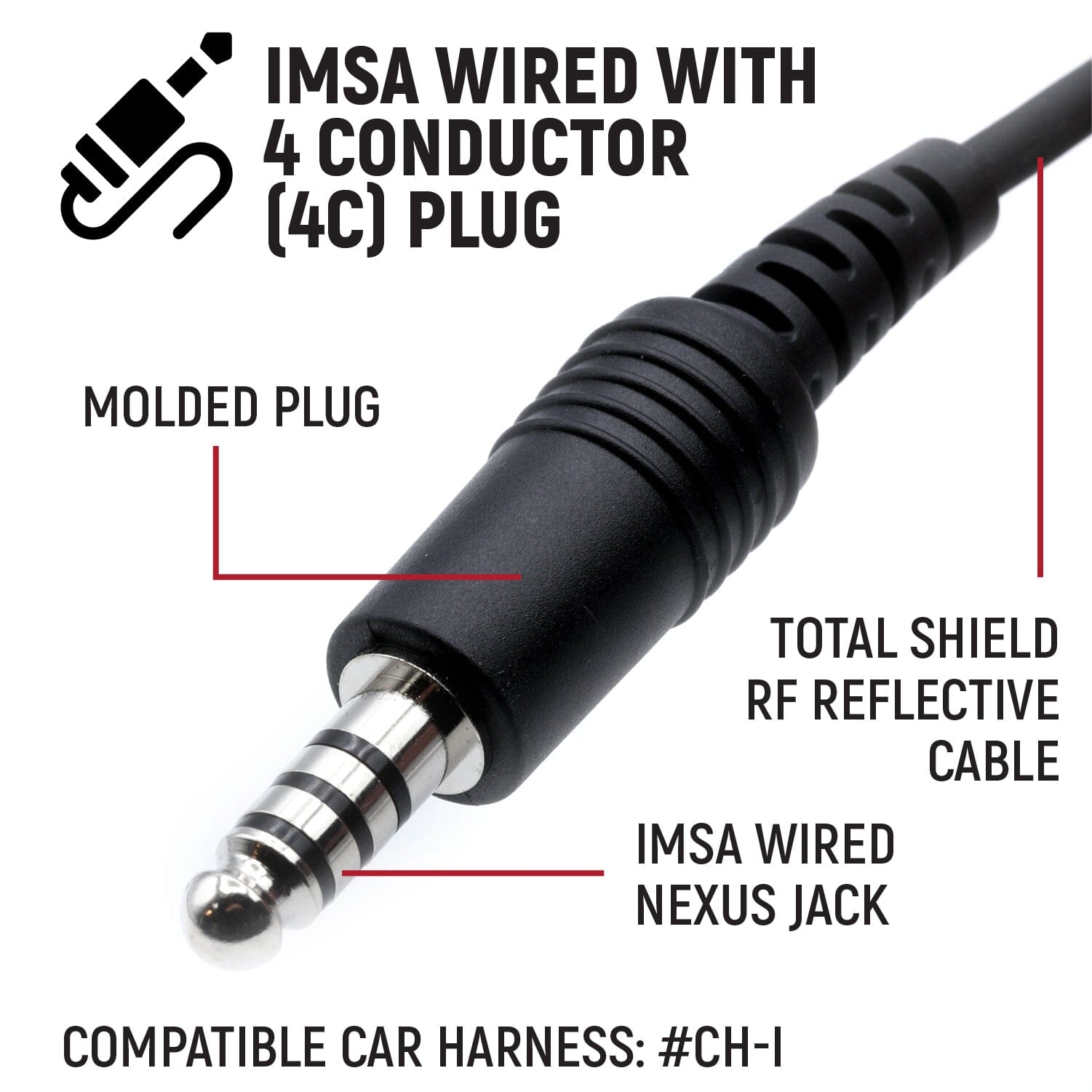 Rugged Radios IMSA 4C Wired Open Face Helmet Kit with M102 Military Mic