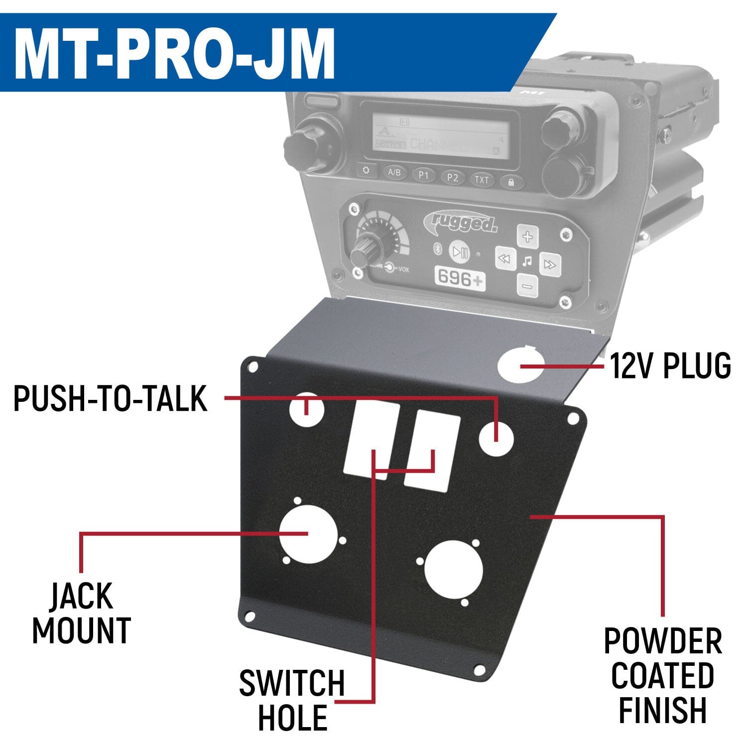Rugged Radios Lower Accessory Panel for Polaris Polaris RZR PRO XP, RZR Turbo R, and RZR PRO R Dash Mount Radio and Intercom