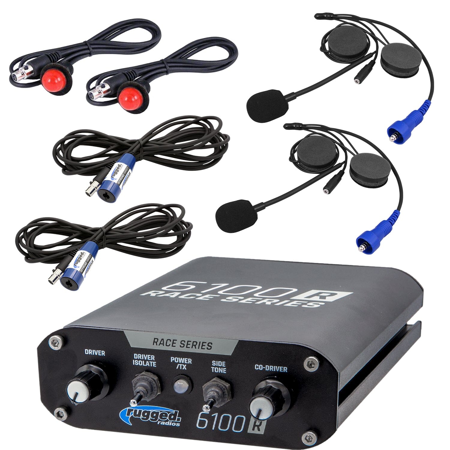 Rugged Radios RRP6100 2 Person Race Intercom System with Helmet Kits