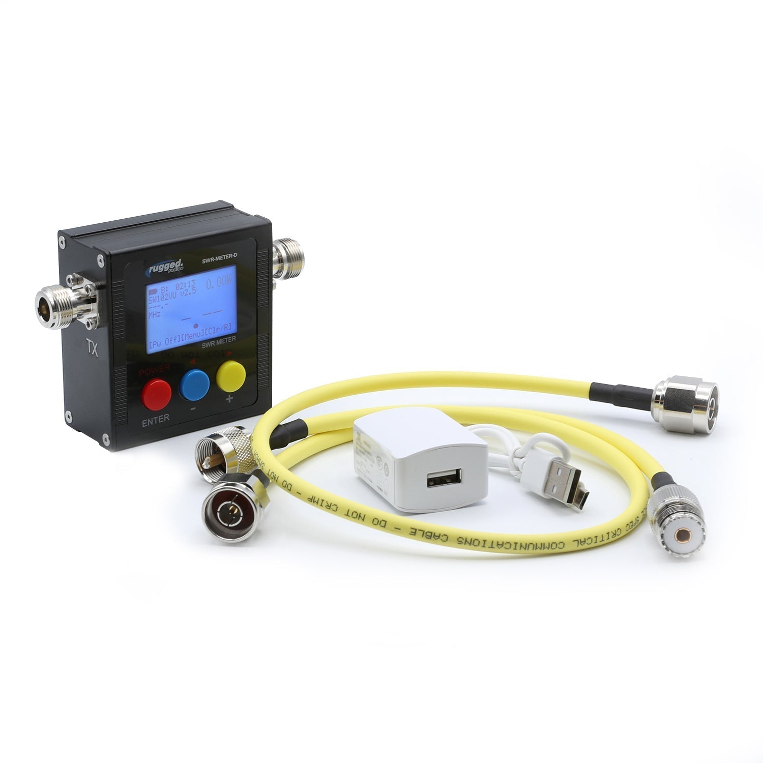 Rugged Radios SWR UHF & VHF Antenna Power Meter with Cables
