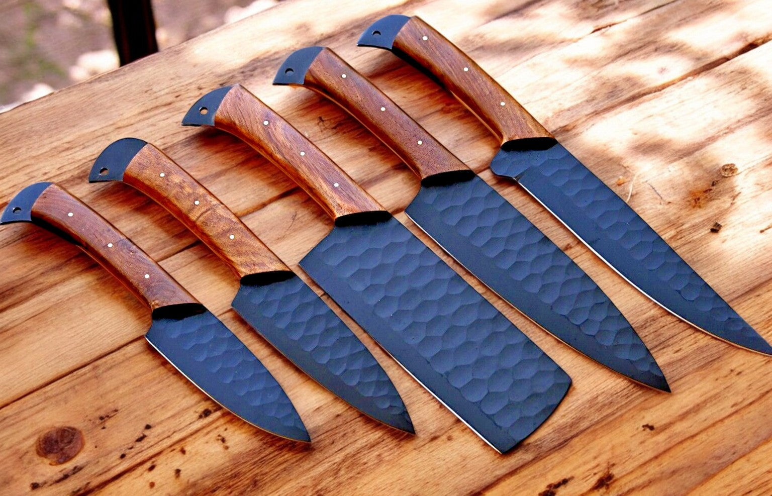 Premium Damascus Kitchen Knives Set – Burl Wood Handle