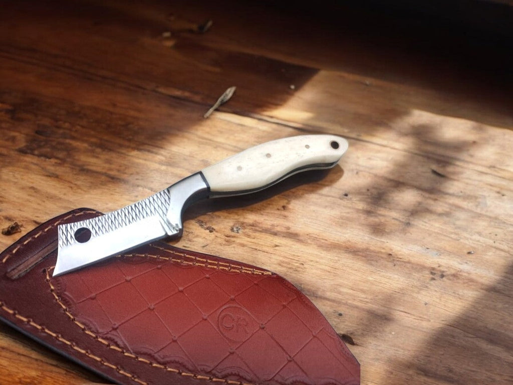 Custom Handmade Bull Cutter Knife – Rasp Tool Steel, 8"
