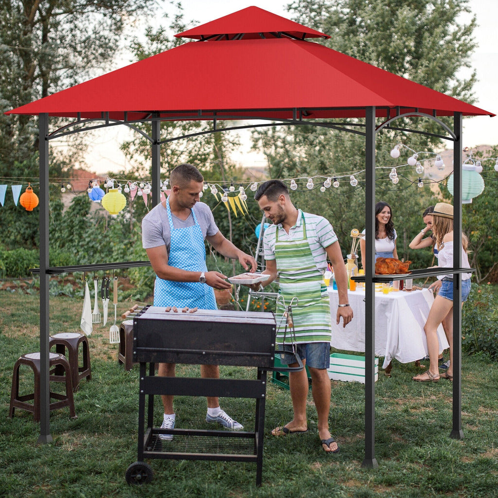 8 x 5 Feet Outdoor Barbecue Grill Gazebo Canopy Tent BBQ Shelter-Wine