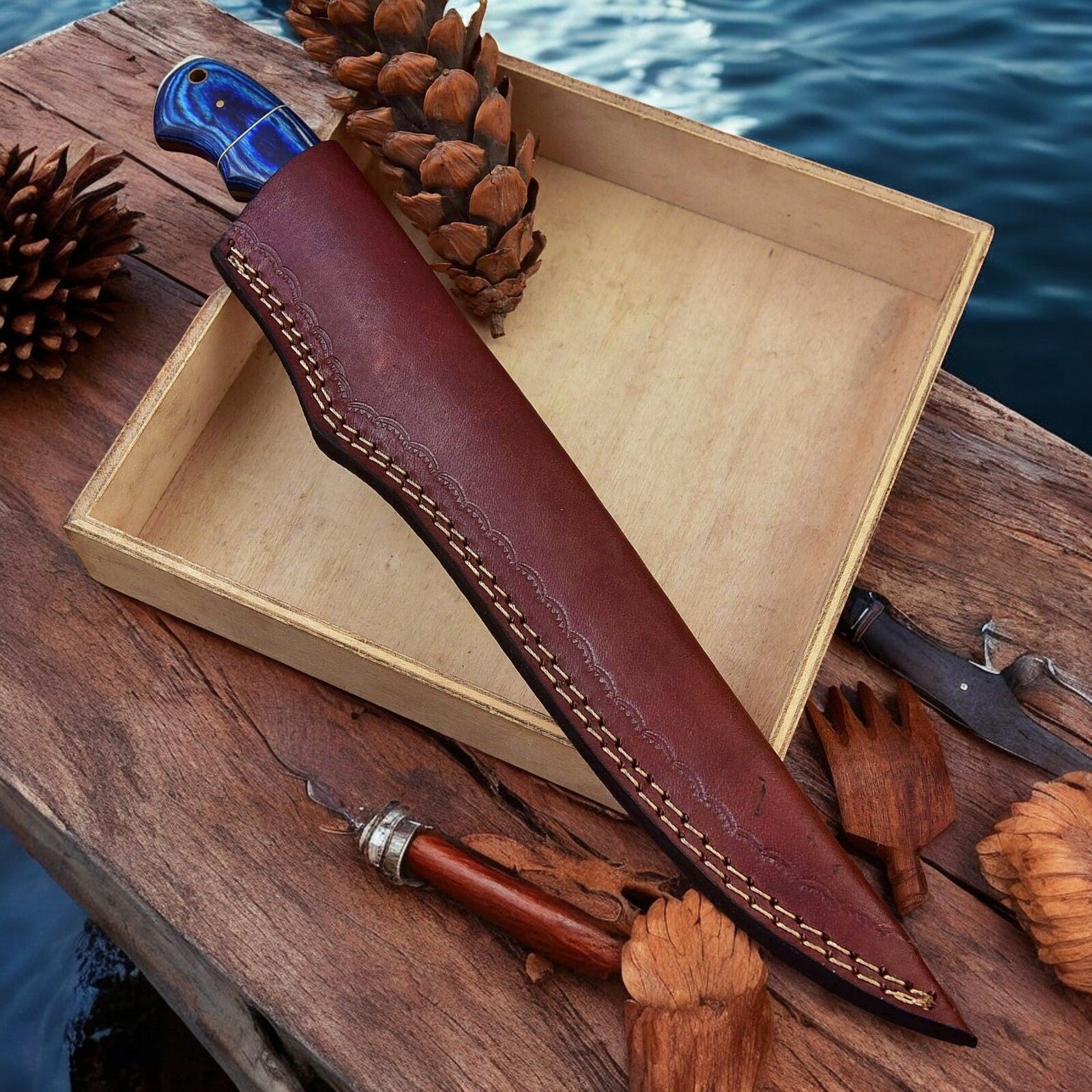 Custom Handmade Damascus Fillet Knife – 12" Exotic Wood Handle