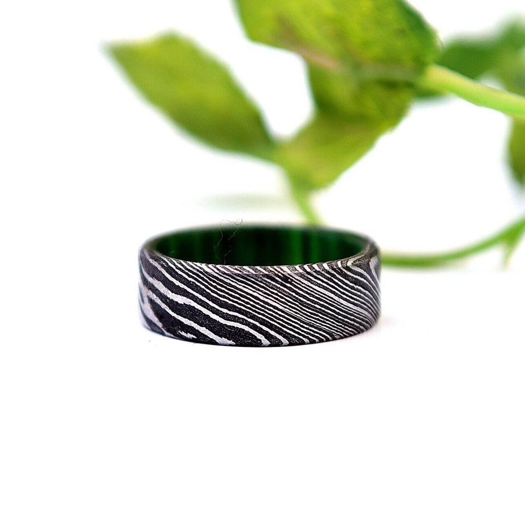 Exquisite Damascus Steel Engagement Ring by KBS Knives Store