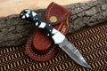 Best Folding Pocket Knife with Black and White Epoxy Resin and Steel Bolster Handle, 3-inch Blade Length