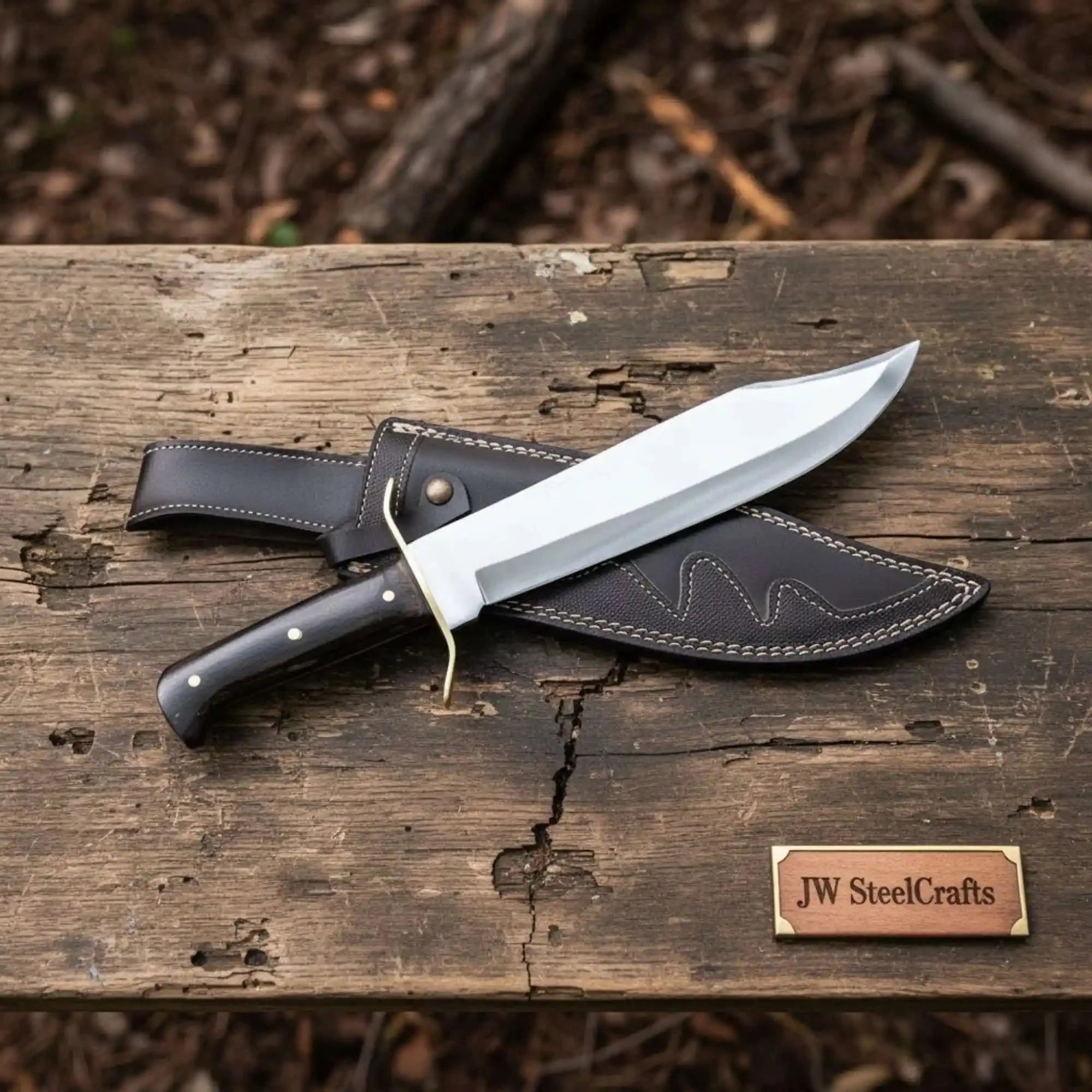 Sheffield Clip Point Bowie Knife Handmade Brass Guard Mirror Polish Blade JW SteelCrafts