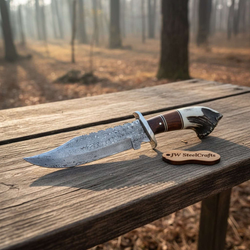 Sheffield Clip Point Bowie Knife High Polish Blade Handmade Fixed Blade Knife with Modern Handle JW SteelCrafts