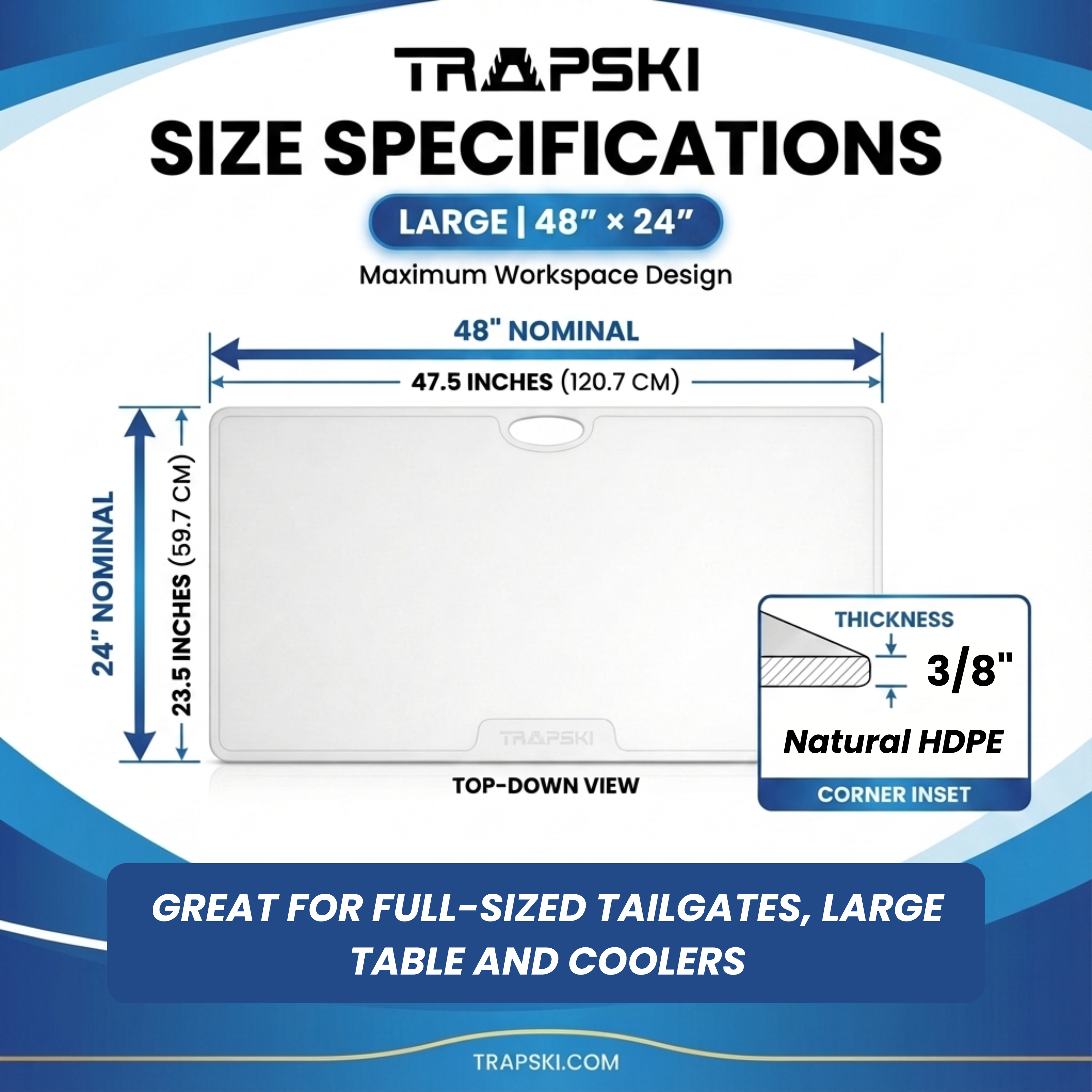 Big Game Cutting Boards HDPE Cutting Boards | 48 x 18 or 24 Inch | Juice Grooves
