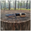 Skinner Knife Damascus Steel Ram Horn Handle 3.5 Inch Blade Hunting Knife