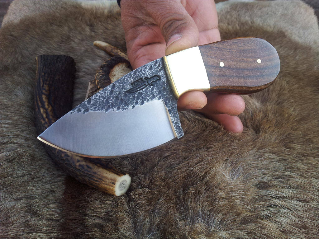 Hand-Forged 1095 Tool Steel Field Dressing Deer Skinning Knife – 6 Inch Drop Point Blade with Rosewood Handle