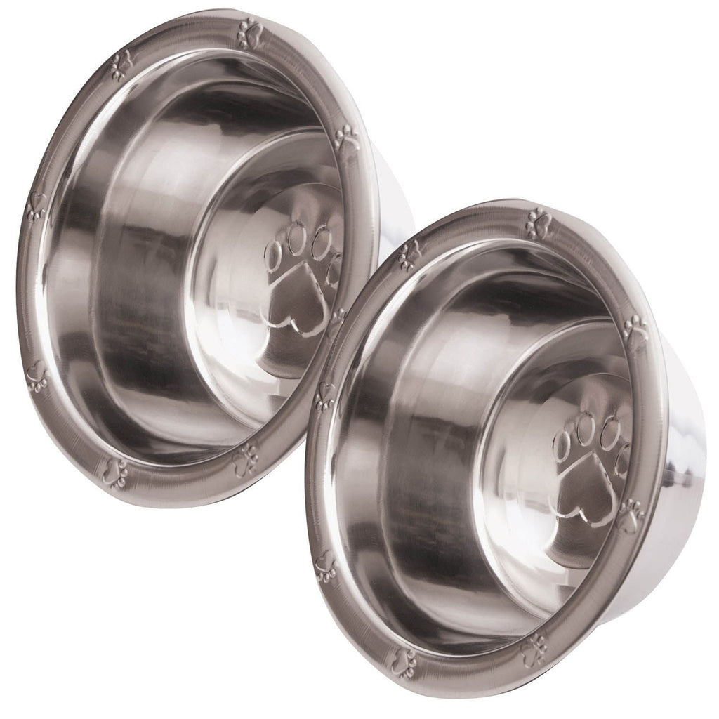 Jeffers Stainless Steel Embossed Wide-Lip Food & Water Pet Bowls