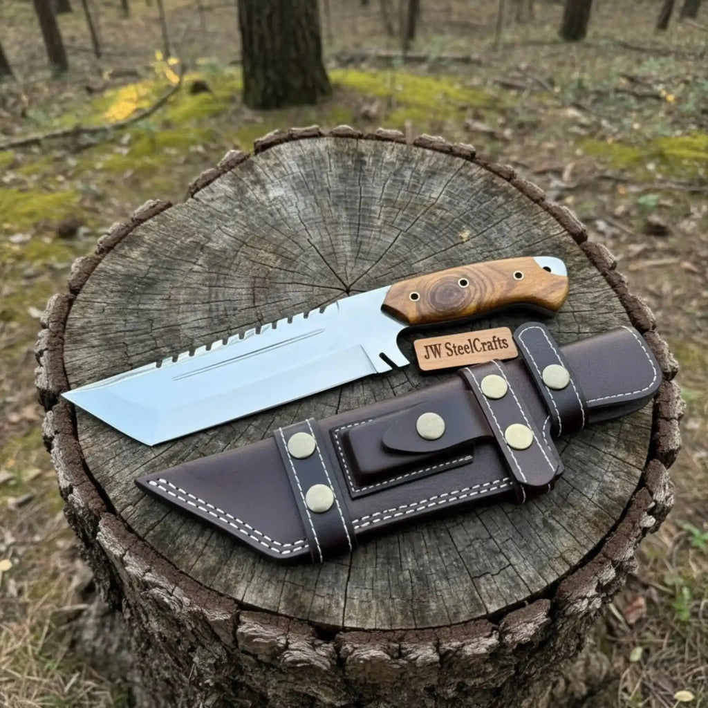 Stainless Steel Tracker Knife with Rosewood Handle | Full Tang Outdoor Knife