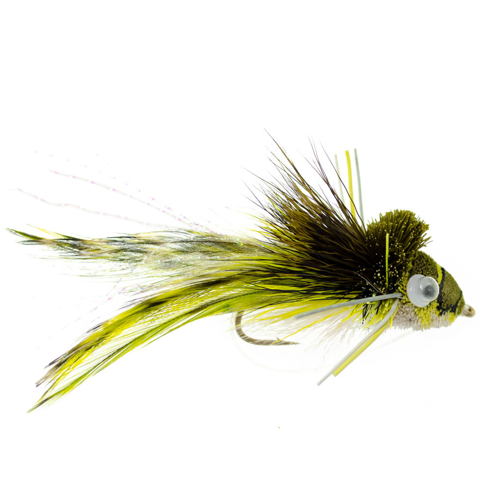 Bass Bug Collection -12 Bass Fly Fishing Flies - Surface Poppers Frog, Rat, Mouse Divers  - Hook Sizes 2,4, 6 And 8