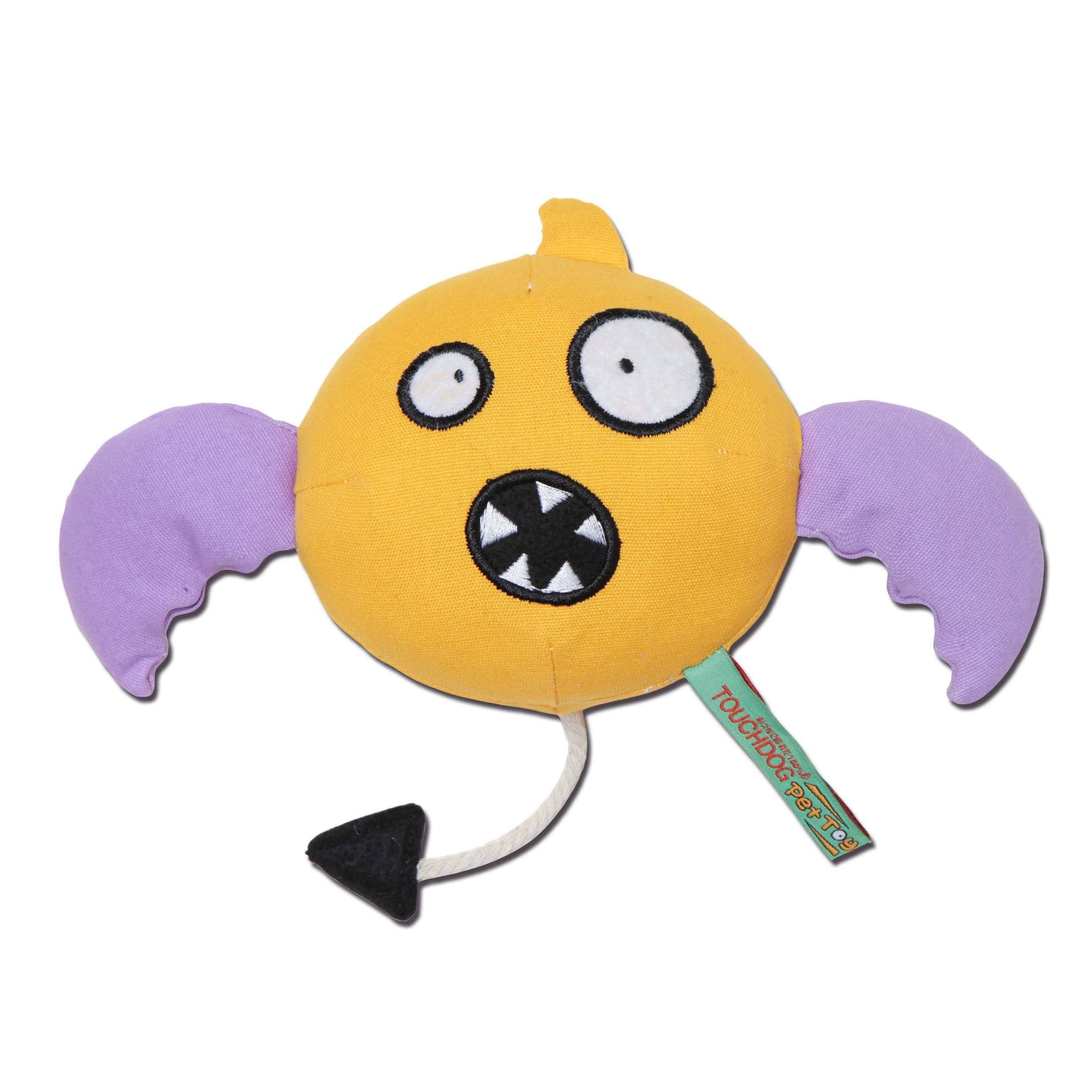 Touchdog Cartoon Monster Plush Dog Toy - Yellow