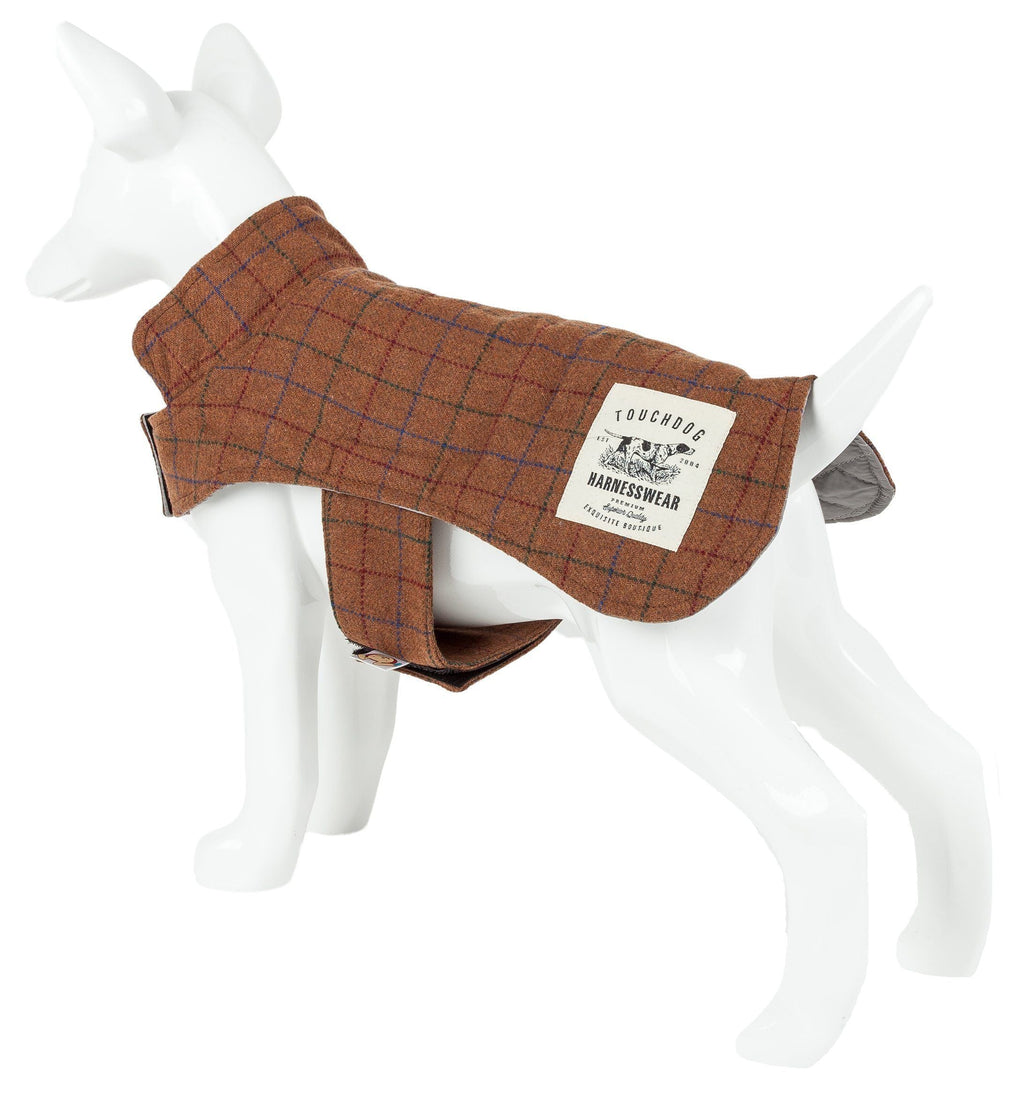 Touchdog ® 2-In-1 Windowpane Plaid Dog Jacket and Matching Reversible Dog Mat
