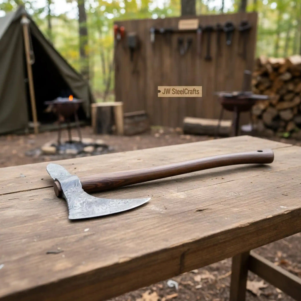 Traditional Scandinavian Bearded Axe with Hardwood Handle