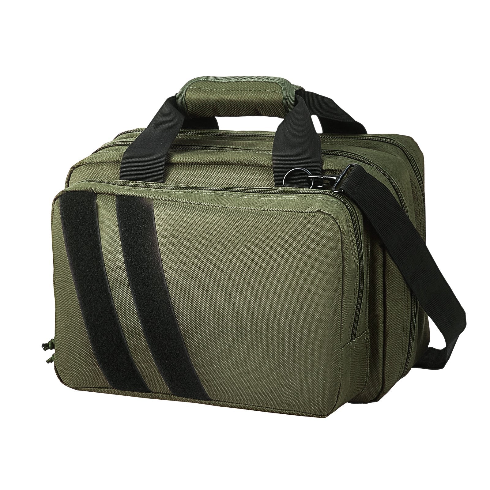 Range Bag for 2 Pistols, Tactical Gun Bag with 2 Built-in Removable Pistol Bags & 6 Detachable Magazines, Gun Range Bag for Outdoor Hunting Shooting, Lockable Carrying Handgun Bag Case