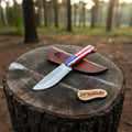 USA Handle Outdoor Knife – Handcrafted Damascus Steel Blade | Leather Sheath | JW SteelCrafts
