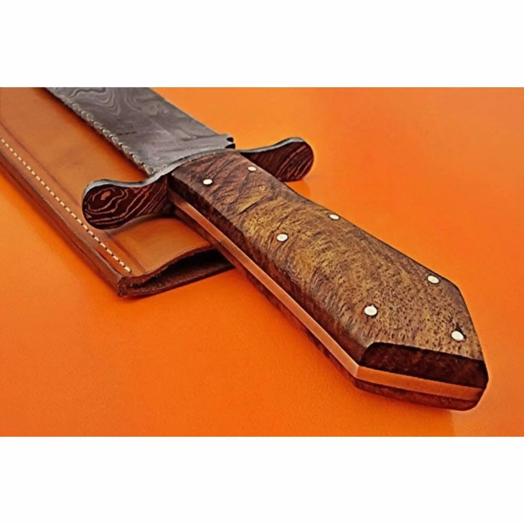 Victorian Style Custom Bowie ,Sheffield Clip Point Bowie Knife, Handmade Damascus Steel Blade, Walnut Burl Handle,