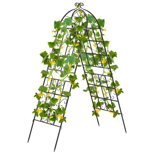 Costway 71" Tall Metal Garden Trellis for Climbing Plants 2 Pack Fence Panels Retro