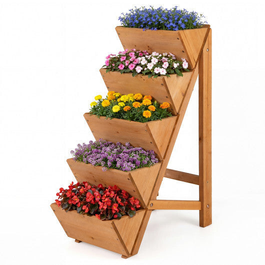 Costway 1 PCS 5-tier Vertical Raised Garden Bed with Legs for Growing Vegetables Flowers Herbs Orange