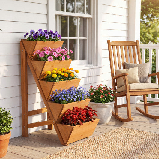 Costway 1 PCS 5-tier Vertical Raised Garden Bed with Legs for Growing Vegetables Flowers Herbs Orange