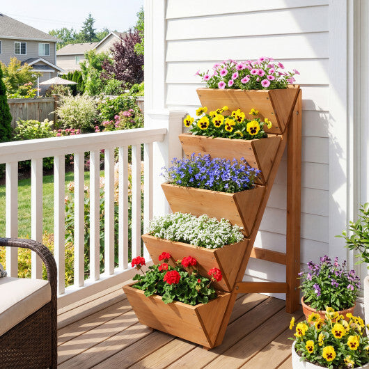 Costway 1 PCS 5-tier Vertical Raised Garden Bed with Legs for Growing Vegetables Flowers Herbs Orange