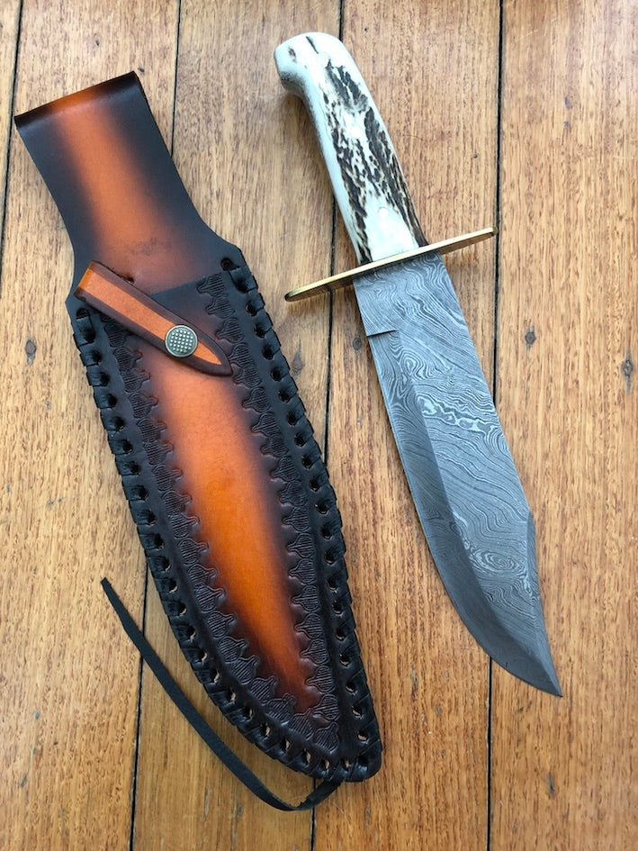 Western Bowie Knife – Custom Handmade 15-Inch Damascus Steel Blade