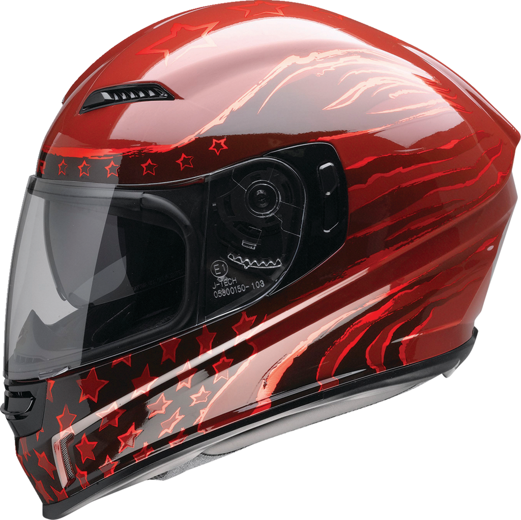 Z1R, Z1R Jackal Patriot Helmet - Red, 2XL - Aero Shell, Anti-Fog Shield, Drop Down Sun Visor