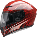 Z1R, Z1R Jackal Patriot Helmet - Red, 2XL - Aero Shell, Anti-Fog Shield, Drop Down Sun Visor