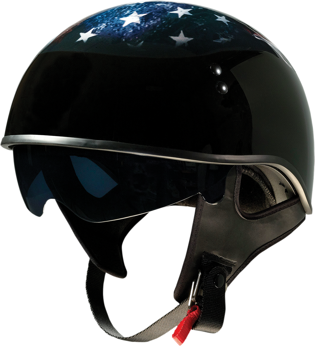 Z1R, Z1R Vagrant Helmet USA Skull Black Small 0103-1308 - Motorcycle Helmet with Drop-Down Sun Visor and Removable Liner